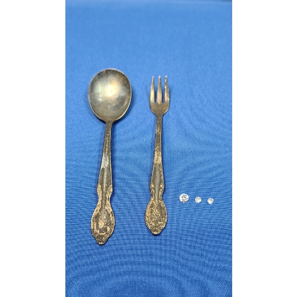 Silverplate W.M Rogers Flatware & Loose Stones 