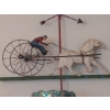 Image 2 : Vintage Wall Art - Metal Horse Drawn Cart With Driver - Depicts Harness Racing 28 x 18