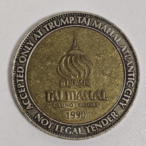 One 1990 Trump Taj Mahal Five Dollar Casino Gaming Token