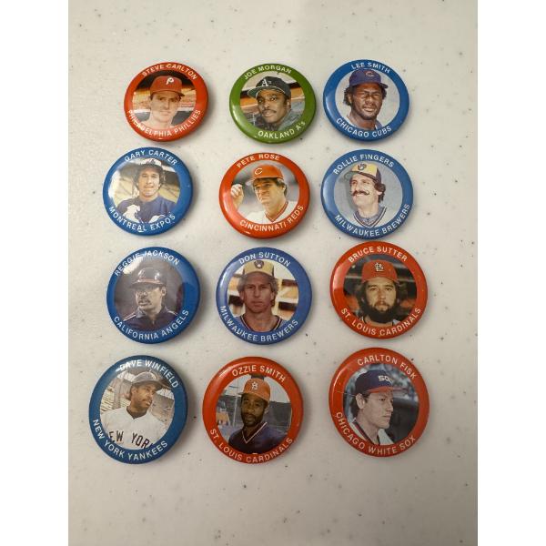 1984 Hall Of Fame MLB Baseball Fun Food Baseball Buttons - Rare Collection - Mint Condition
