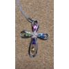 Image 2 : Sterling Silver Cross Necklace With Assorted Genuine Gems & Sterling Cross Pendant With Black Stones