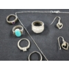 Image 2 : Sterling Silver Jewelry Assortment Ft. Necklace, Matching Earrings & Many Rings - 61 Grams Total
