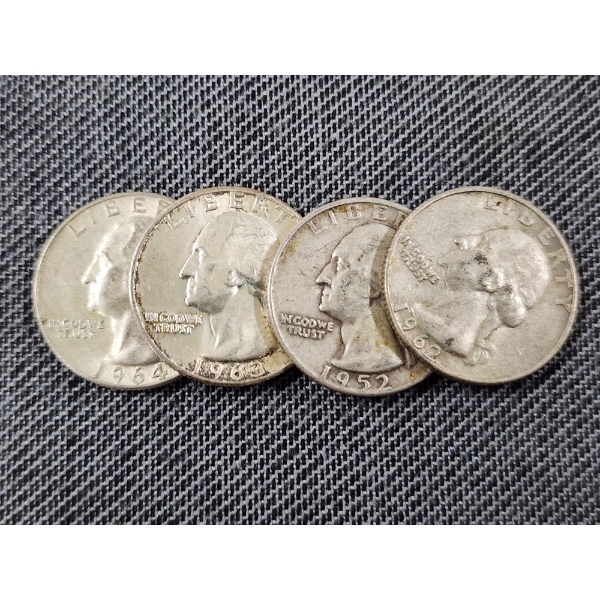 $1.00 Face Value in Assorted 90% Silver Washington Quarters