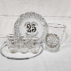 Image 1 : Nice, Never Used 25th Anniversary Plate & Glass Set Featuring Plate & Handle, 6 Glasses & Pitcher