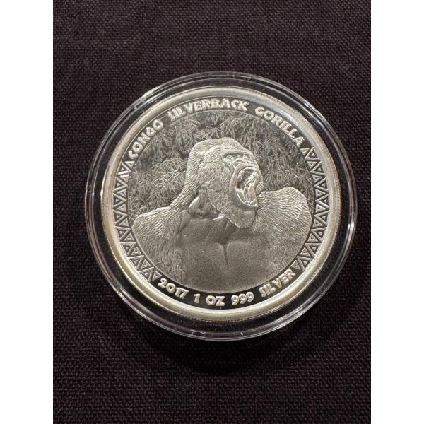2017 Congo Silverback Gorilla 1 Troy Ounce Fine .999 Silver - Incredible Coin