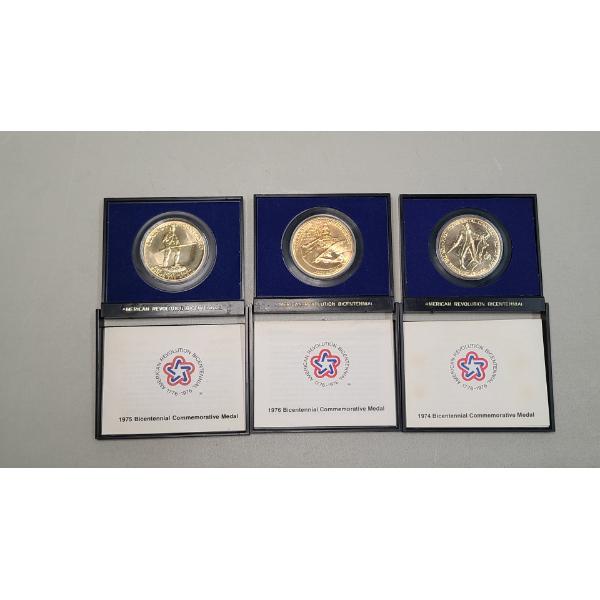 1974, 1975, 1976 American Revolution Bicentennial Commemorative Medals