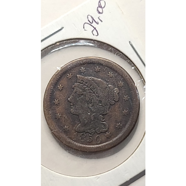 United States 1850 Braided Hair Large Cent