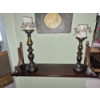 Image 2 : PICKUP IN NORTHFIELD - Wood Wall Rack With Pair Of Candlesticks  Rack Is 30 x 19