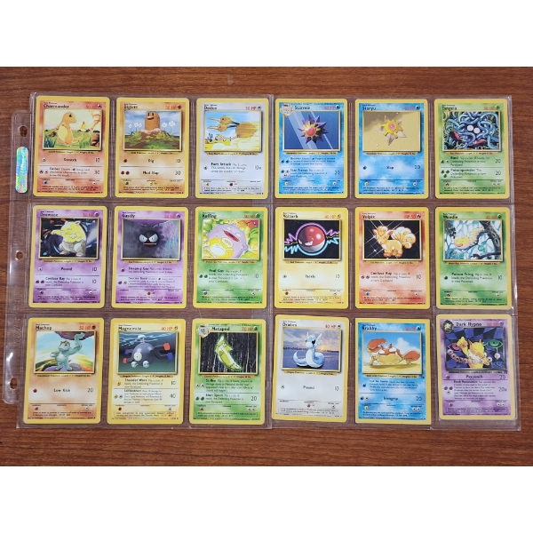 18 Assorted Vintage Pokemon Trading Cards Including Many BASE SET & A Rare Dark Hypno!