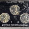 Image 2 : Wartime Emergency Issue 1943-P/S/D Mint Mark Steel Cents Coin Collection Set