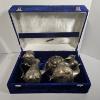 Image 1 : 6-Piece Chased Floral Pattern Vintage Silver-Plated Tea Set with Velvet Storage Box (7.0 lbs)