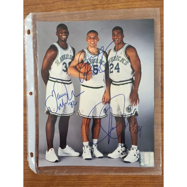 Mavericks Trio Signed 8"x10" Photograph - Ft. Jamal Mashburn, Jason Kidd, & Jim Jackson Autographs