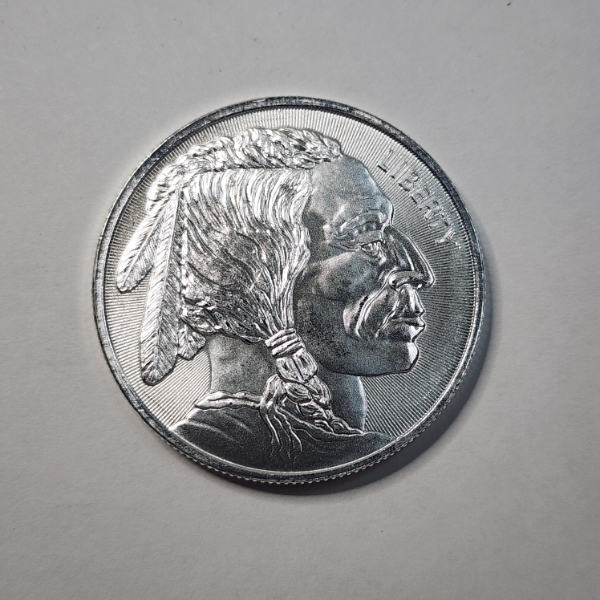One Troy Ounce .999 Fine Silver Buffalo Indian Head Round Coin - Mint Condition