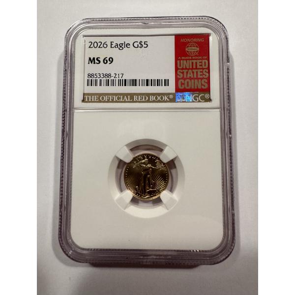 2026 Official Red Book American Eagle 1/10th .999 Fine Gold Troy Ounce - Graded By NGC MS 69