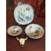 Image 1 : 3 Pc Sand Molded Hand Painted South Western Art Plus Replica Small Steer Skull