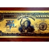 Image 3 : Pure 24k .999 Gold Foil United States 1899 $5 INDIAN CHIEF Large Note  In Pure GOLD With COA