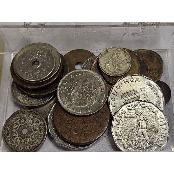 A Collection of Vintage Foreign Coins from Various Countries