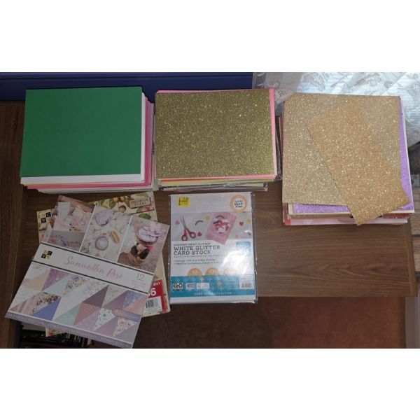 Large Assortment of Mostly 8.5x11 and 12x12 Cardstock incl Metallic and Glitter Paper
