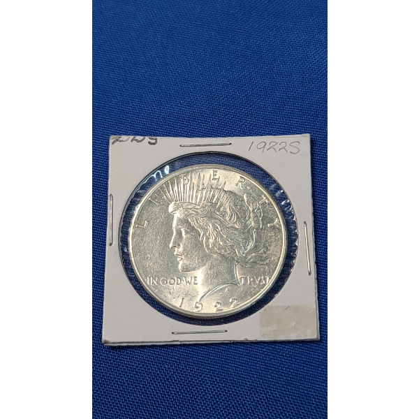 1922-S MS60 90% Silver Peace Dollar 