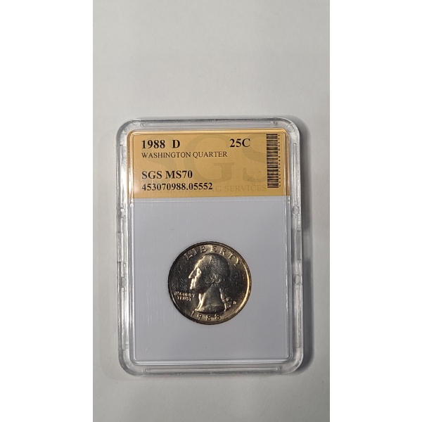 SGS 1988-D MS70 Washington Quarter 