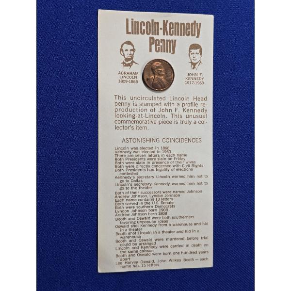 1973 Uncirculated Lincoln-Kennedy Collector's Commemorative Penny w/ Info Card 