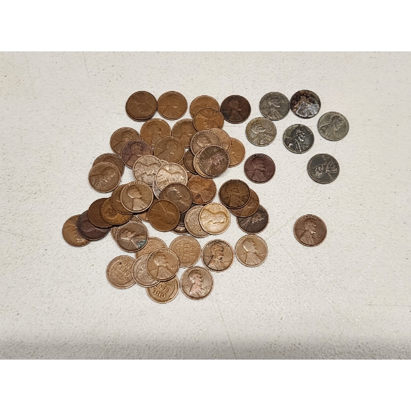 1909 - 1919 Lincoln Wheat Cents And 6 Steel Pennies - Face Value $0.63