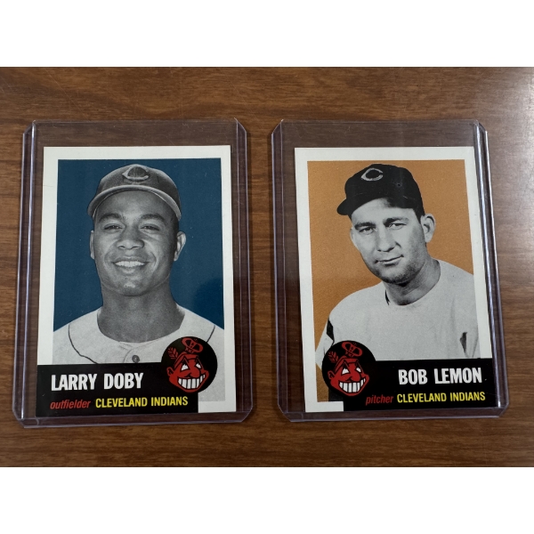 Cleveland Indians Bob Lemon & Larry Doby Topps Baseball Cards - Mint Condition