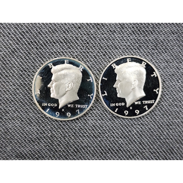 Two 1997-S Silver Kennedy Proof Half Dollars - Incredible Pieces!