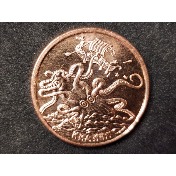 Kraken 1 Oz .999 Fine Copper Round by Anonymous Mint