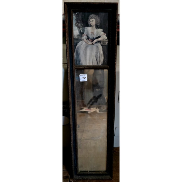 Antique Mirror with Print of Mrs. Mark Currie, Art Painting by George Romney