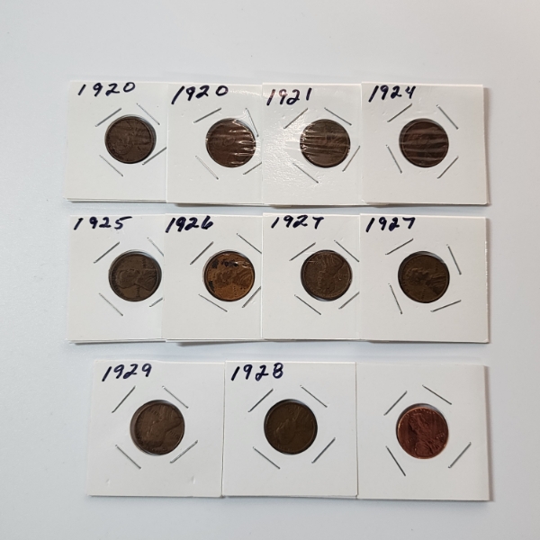 Lot of 11 Assorted U.S. Cents: (10) Wheat Cents & (1) 2025 Cent