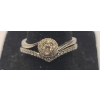 Image 2 : Women's 10K White Gold Diamond Halo And Bypass Wedding Ring Set - Size 7 - Total Weight: 3.8g