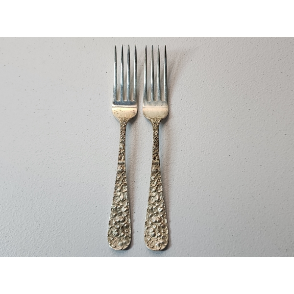 x2 Steiff "Rose" Pattern Sterling Silver Forks TW: ~112g - See Description 