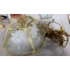 Image 1 : 5 Panel Hanging Swag Lamp Complete With Cord & Gold Link Chain - See Pics