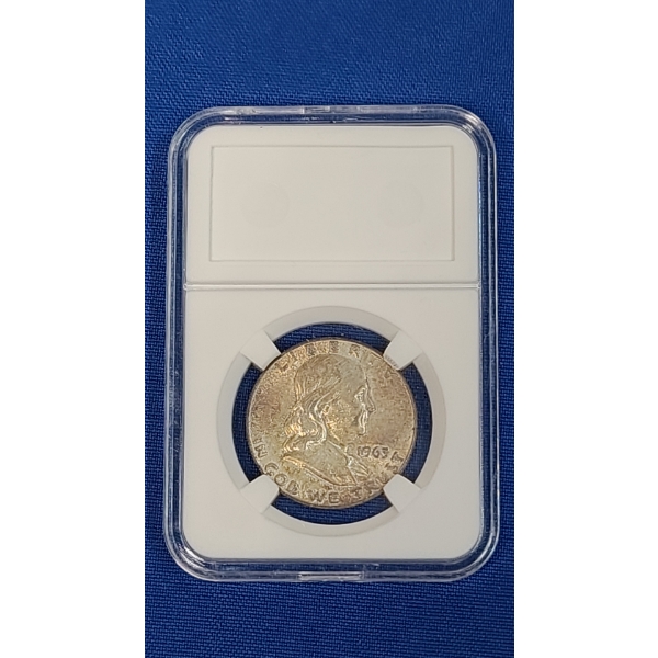 1963 90% Silver Franklin Half Dollar In Slab Holder