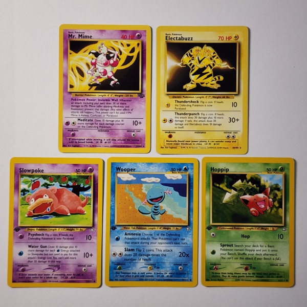 Five Assorted Vintage Pokemon Trading Cards Ft. Three Neo Genesis Set 1ST EDITION & Two Rares! ~ NM!