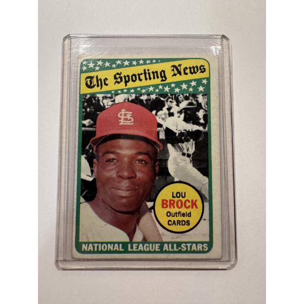 1969 Topps Lou Brock Sporting News All-Stars Baseball Card In Protective Holder - Great Card