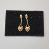 Image 1 : 14K Gold Two-Tone Rose & Yellow Gold Heart Dangle Earrings - Total Weight: 3.0g