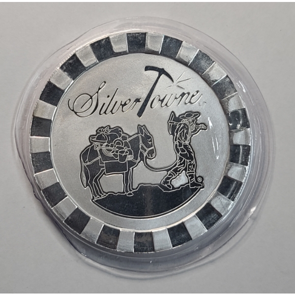 Sealed 5 Troy Ounce .999 Fine SilverTowne Stackable Trademark Prospector Silver Medallion