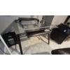 Image 3 : PICKUP IN NORTHFIELD - Glass & Metal Computer Table With Slider For Keyboard Etc - Like New - See Pi