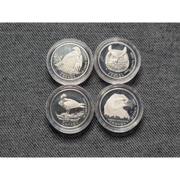 2000 Canada Half Dollar Birds of Prey Proof Silver 4 Coin Set