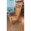 Image 2 : Vintage Wood & Uphostered Glider Rockin Chair - Great Condition 41" Tall 18" Seat