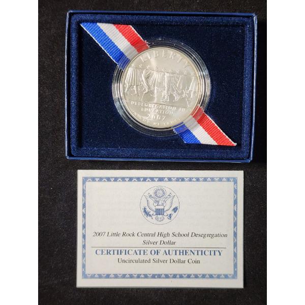 2007 Little Rock Central High School Desegregation Silver Dollar In Original Packaging - 90% Silver 