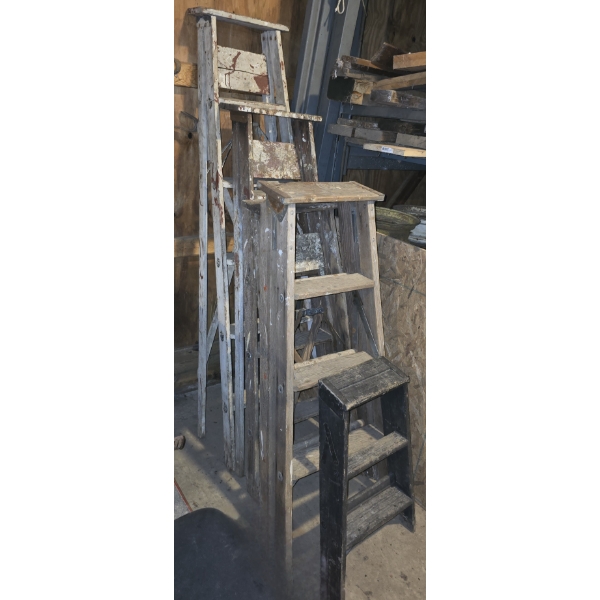 4 Vintage Wooden Ladders
