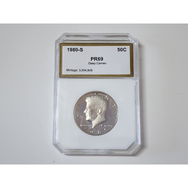 PCI Graded PR69 Deep Cameo 1980-S Kennedy Half Dollar