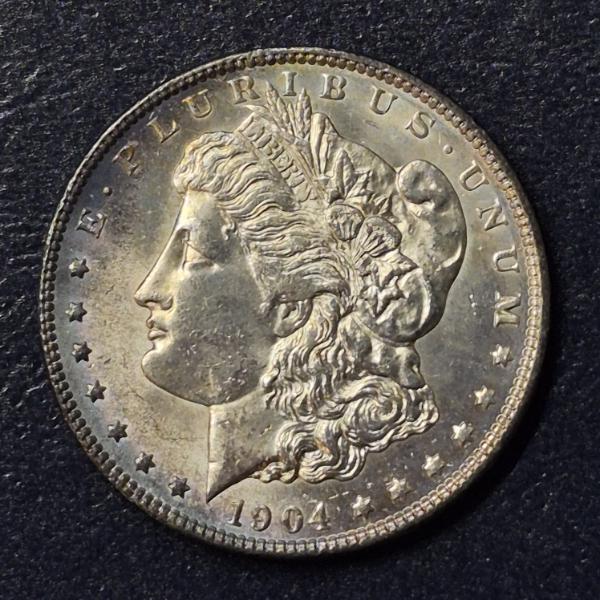 MS Grade 1904 O Silver Morgan Dollar Semi Key Date  w Slight Edge Toning  -  Pictures!