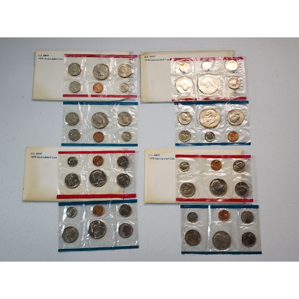 Four United States Uncirculated Coins Sets: 1979, 1978, 1979, 1979