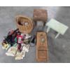 Image 1 : Vintage Collectables Including Oak Wall Telephone, 2 Handmade Step Stools And Sewing Basket