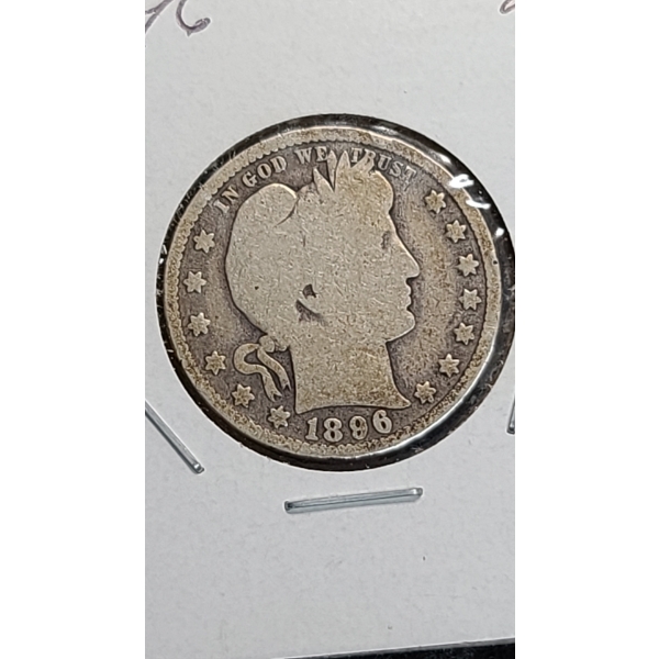 1896 90% Silver Barber Quarter 