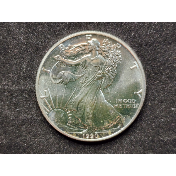 1990 American Eagle 1 Oz Fine Silver Dollar Bullion Round 
